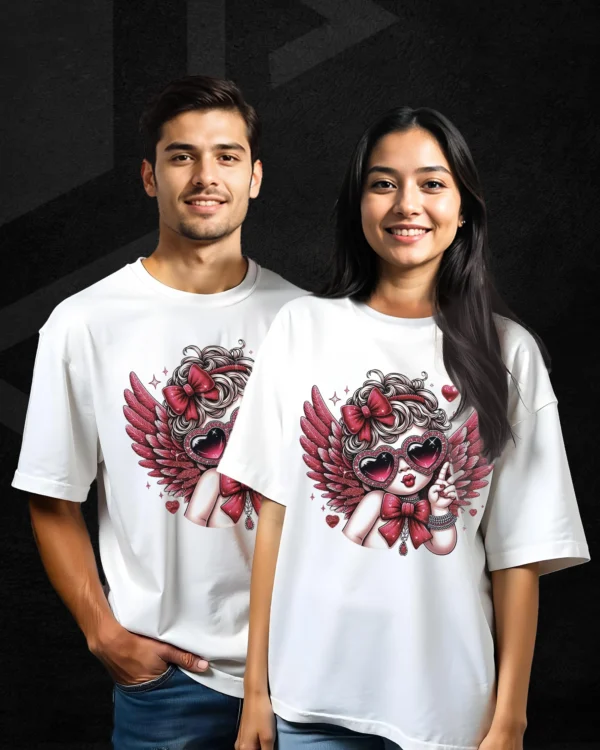 Unisex Valentine's Day Oversized Tee with Cute Cupid Design