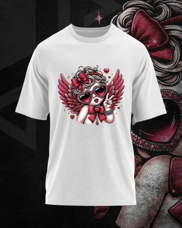 Unisex Valentine's Day Oversized Tee with Cute Cupid Design