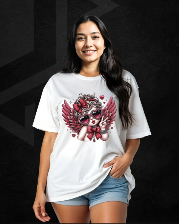 Unisex Valentine's Day Oversized Tee with Cute Cupid Design